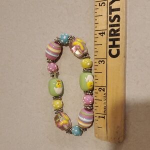 Colorful Pier 1 EASTER Beaded Bracelet with Duck and Flower BEADS